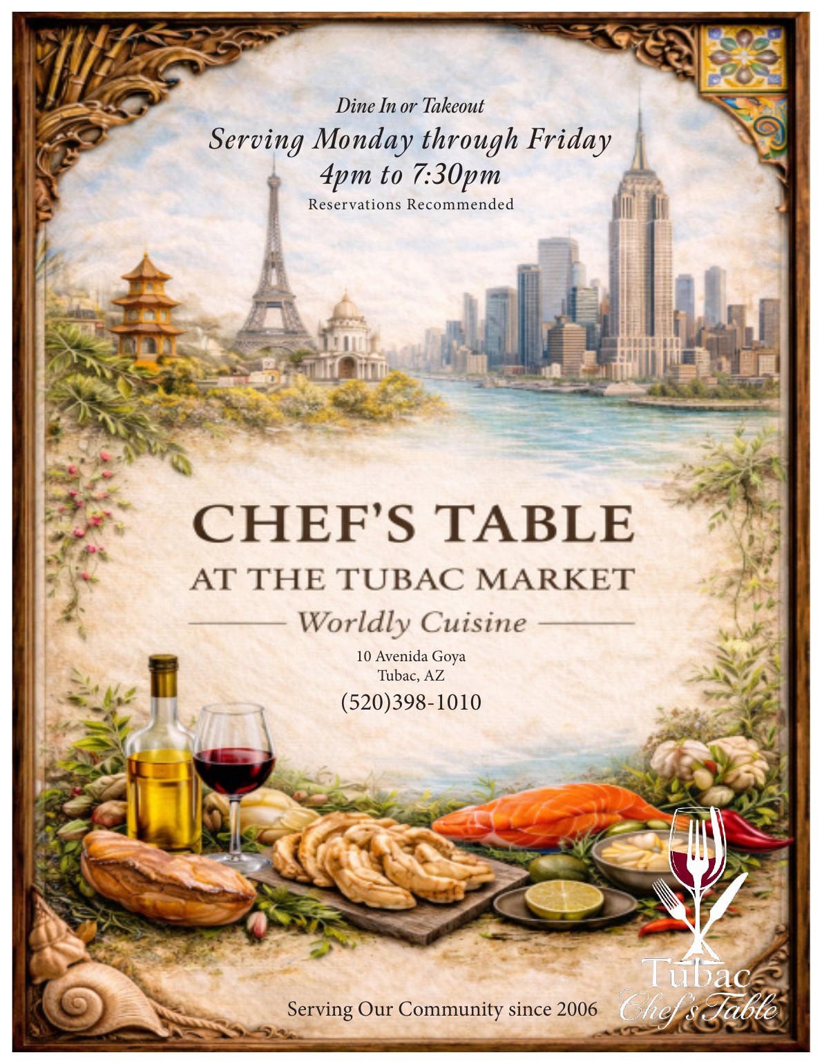Chef's Table dinner menu cover