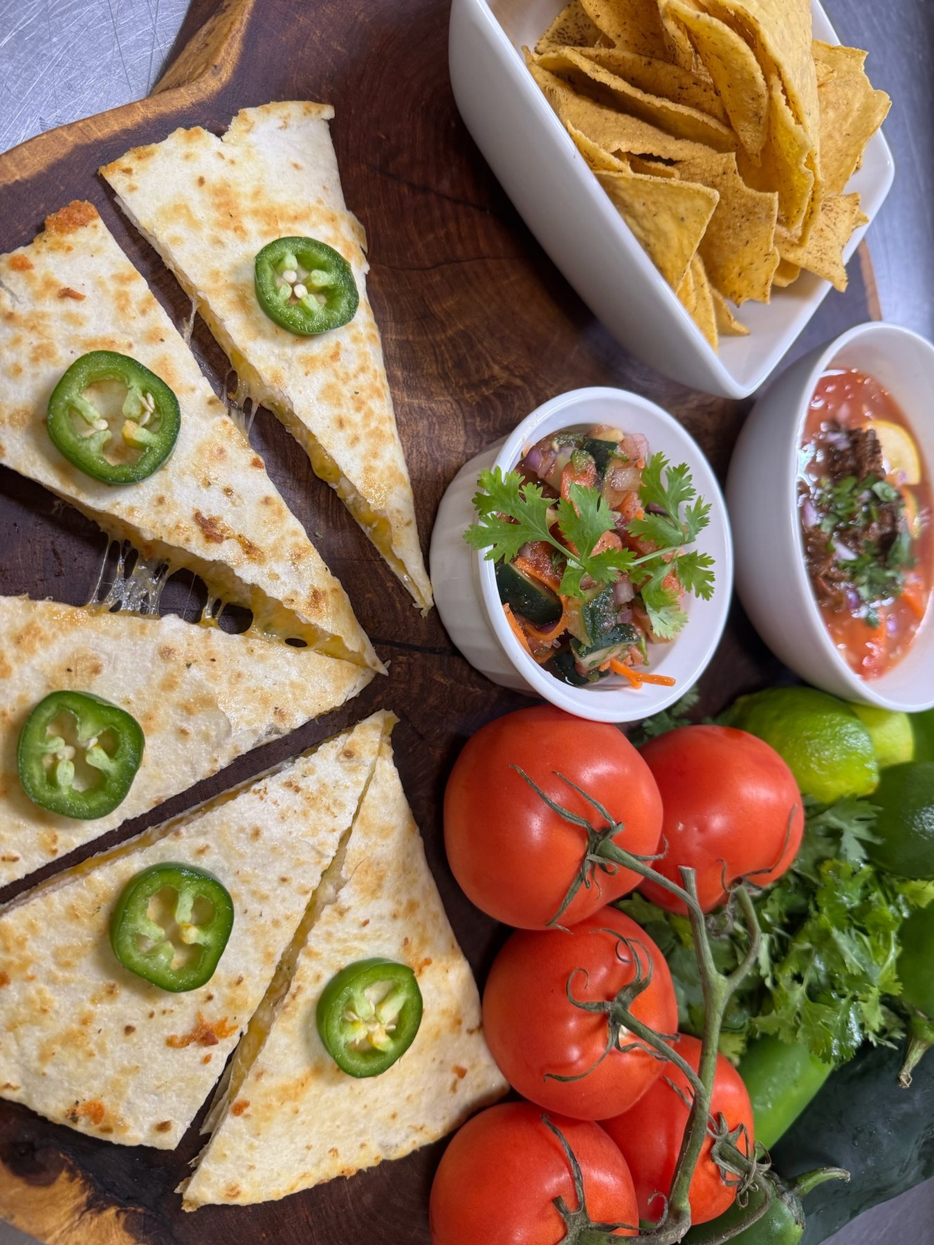 Fresh quesadilla and sides from Tubac Market restaurant